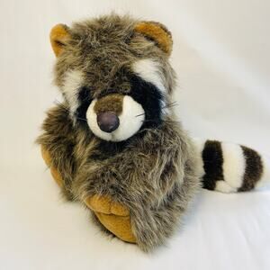 Vintage America Wego 13” Sitting Raccoon 5152 Plush Stuffed Animal Large